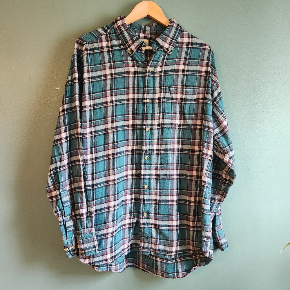 Hobbs Creek flannel men's XL button up green plaid